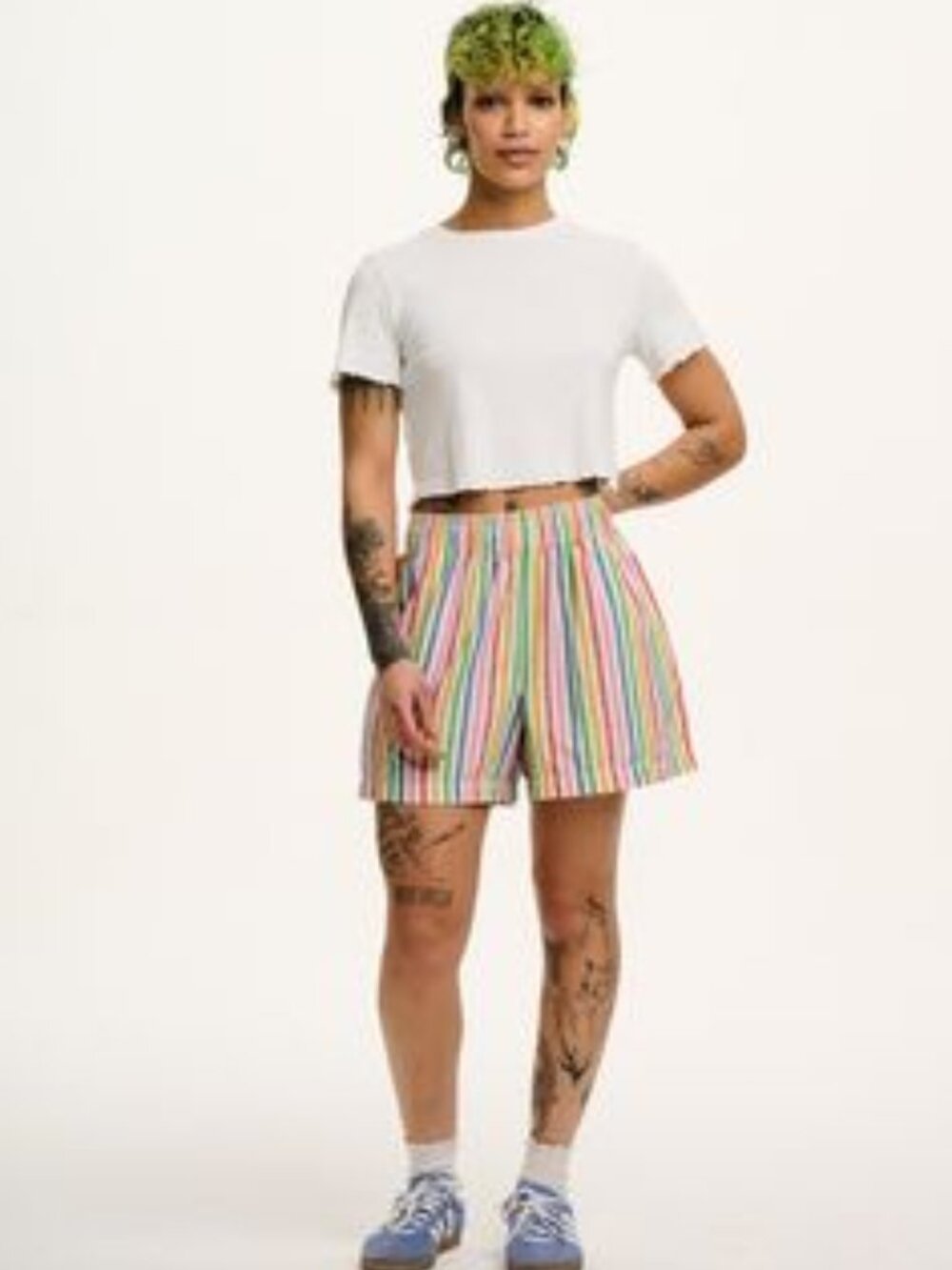 Lucy and Yak Rainbow Stripe Cotton Shorts